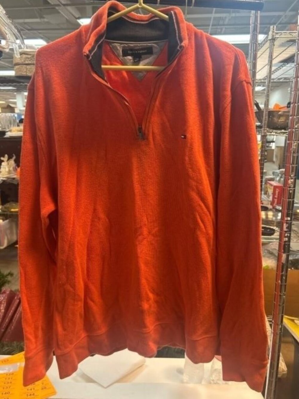 Tommy Hilfiger Orange Quarter-Zip Pullover
